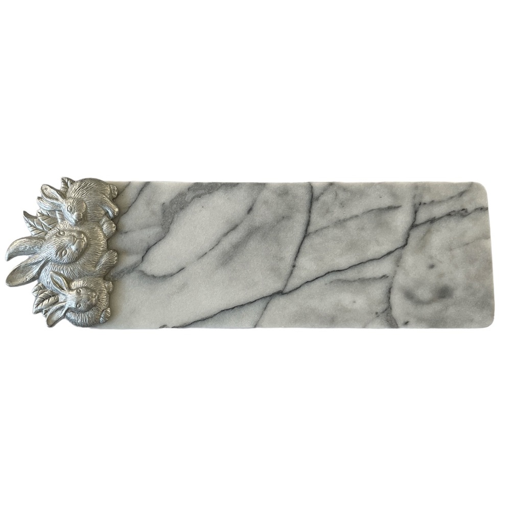 Arthur Court Marble and Silver Cheese Charcuterie Board